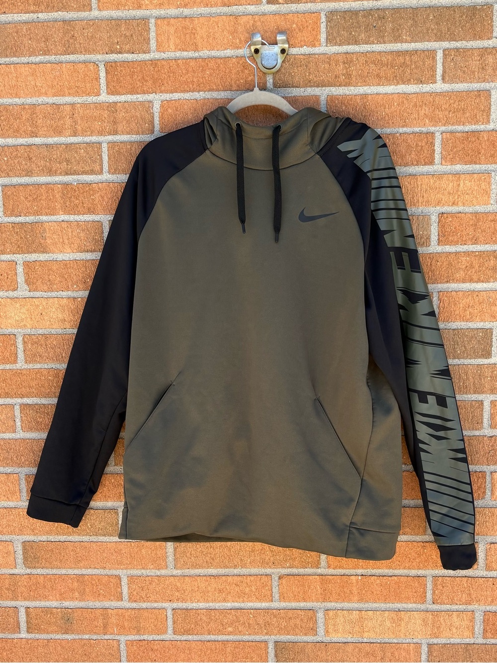 Nike Olive Green & Black Dri-Fit Hoodie
